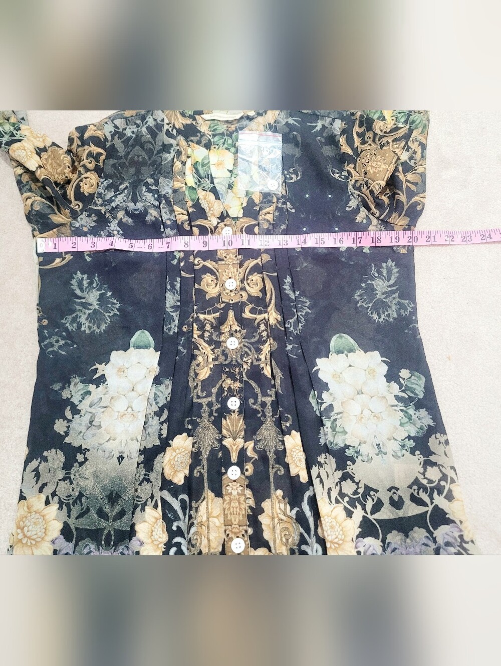 Soft Surroundings Sheer Floral Baroque Tunic Blouse Womens Size Small Boho New - Picture 10 of 14